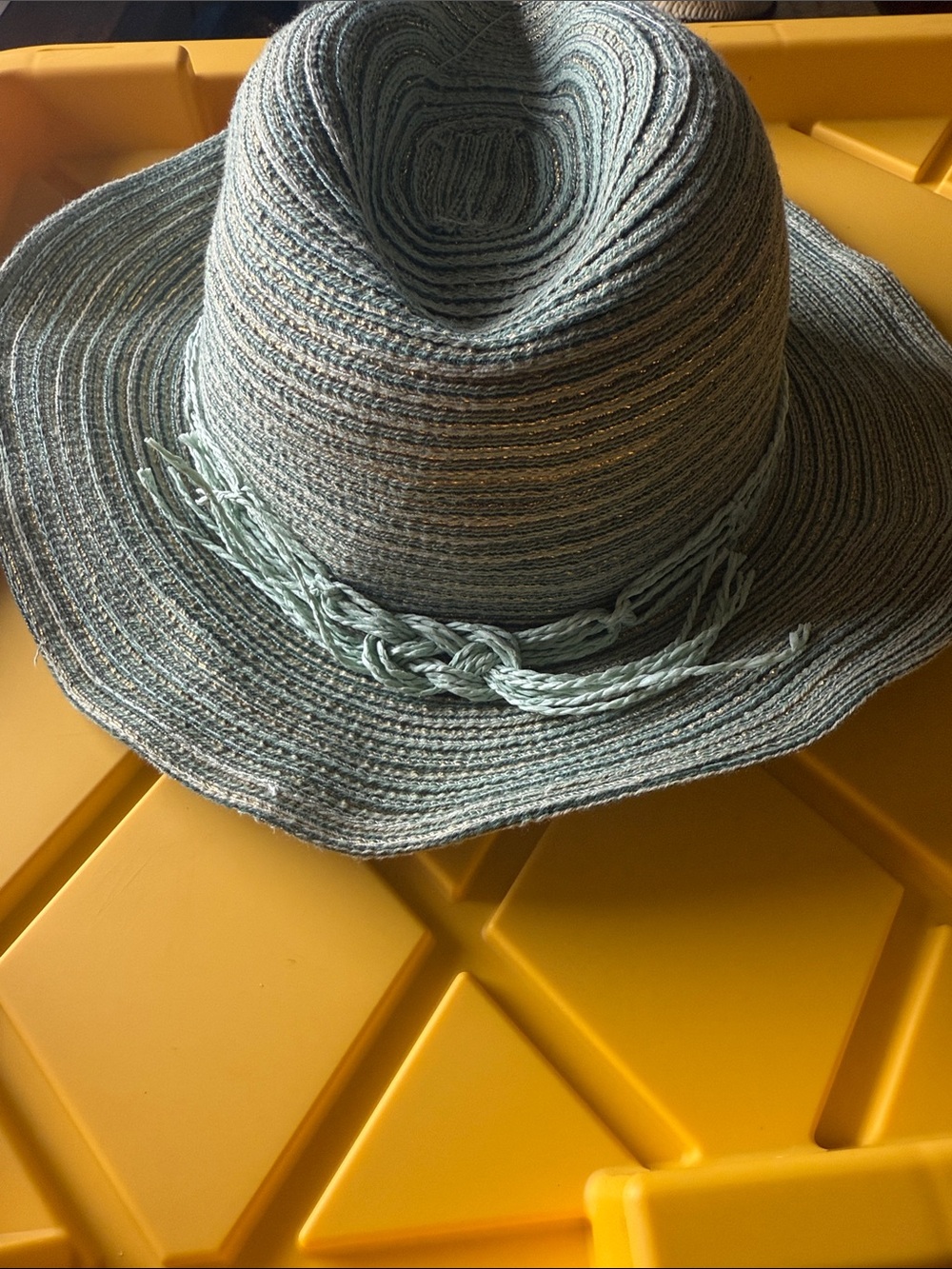 Light Sage Braided Straw Fedora Hat - Picture 3 of 4